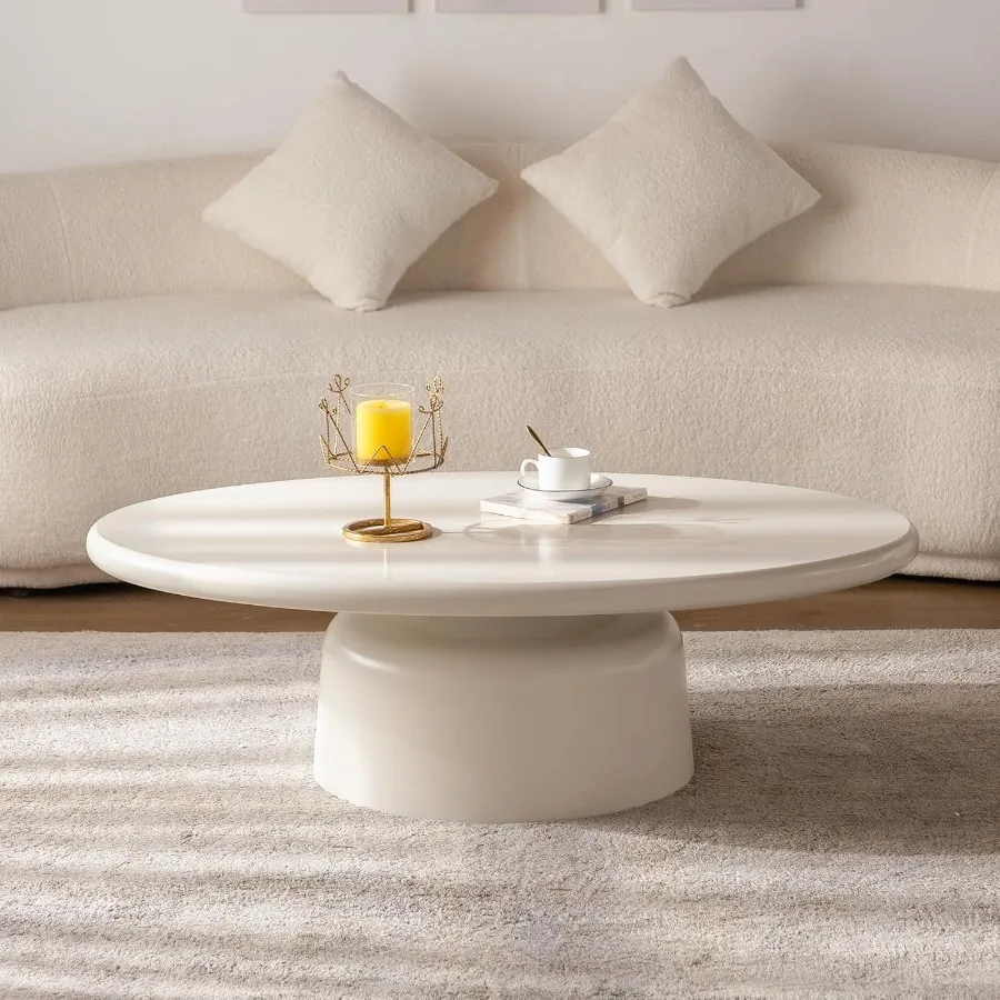 Chic Coffee Table for Living Room Use, Solid Wood with Smooth Finish Stable Large Base, Natural Wood Color