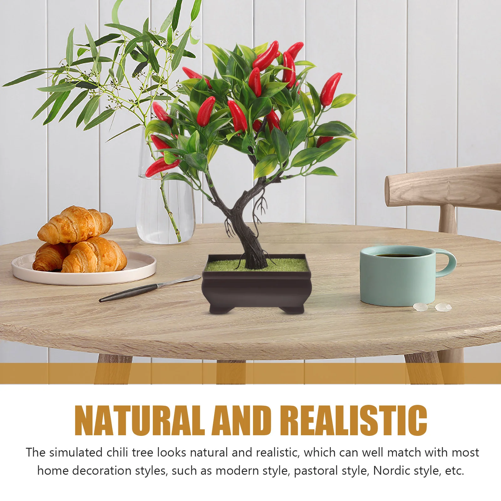 

Fake Chili Tree Decors Realistic Artificial Plant for Dining Table Living Room Kitchen Coffee Table Artificial Chili Tree