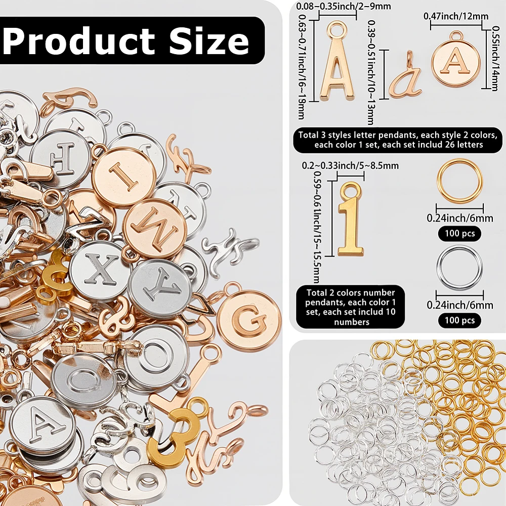 

Letter A~Z Number 0~9 Style Alloy Charms with Iron Jump Rings Mixed Color 5~18x2~15.5mm Hole: 1.5~1.8mm