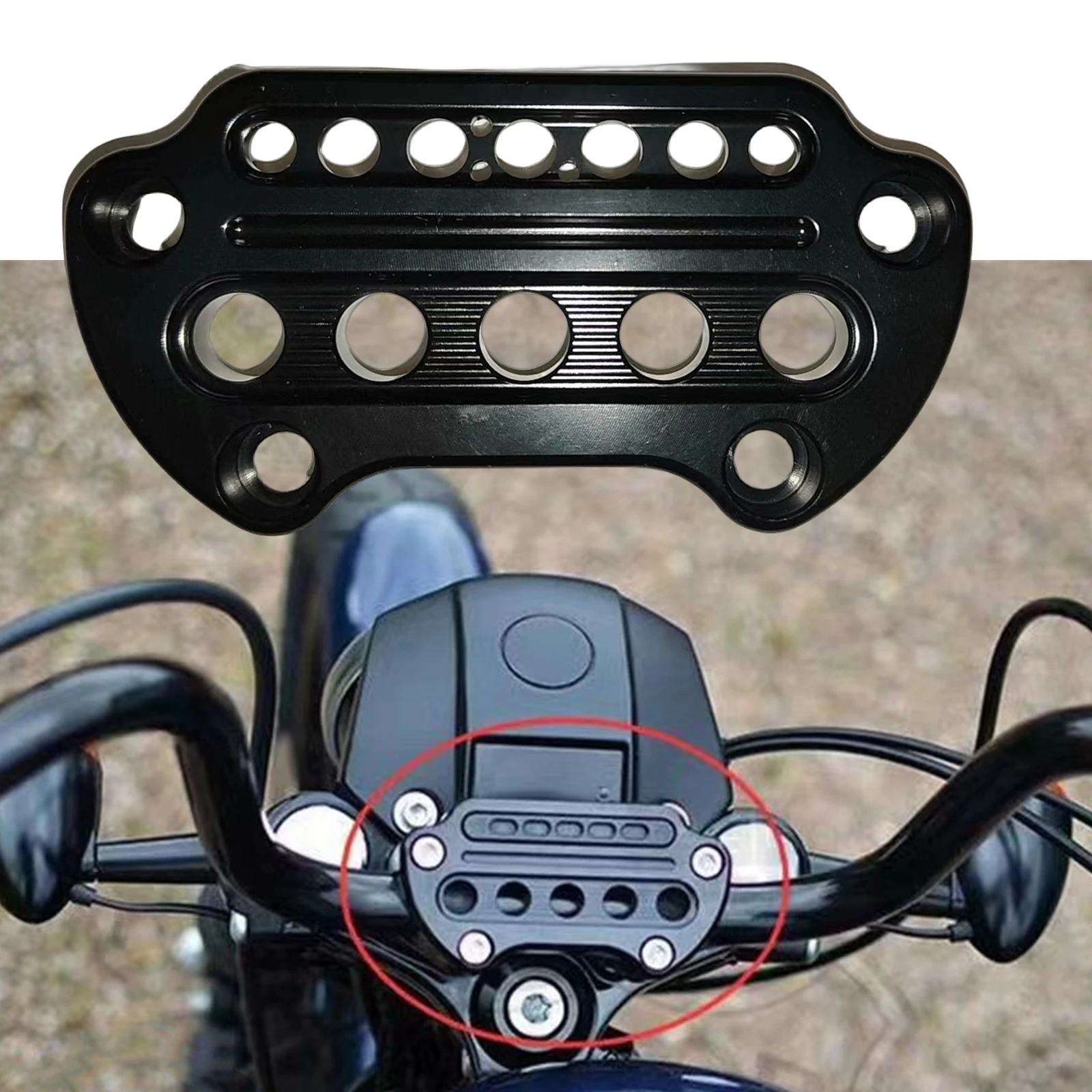 

For Harley Sportster XL883 1200 48 Dyna Fat Bob Motorcycle Indicator Handlebar Instrument Cover Riser Clamp