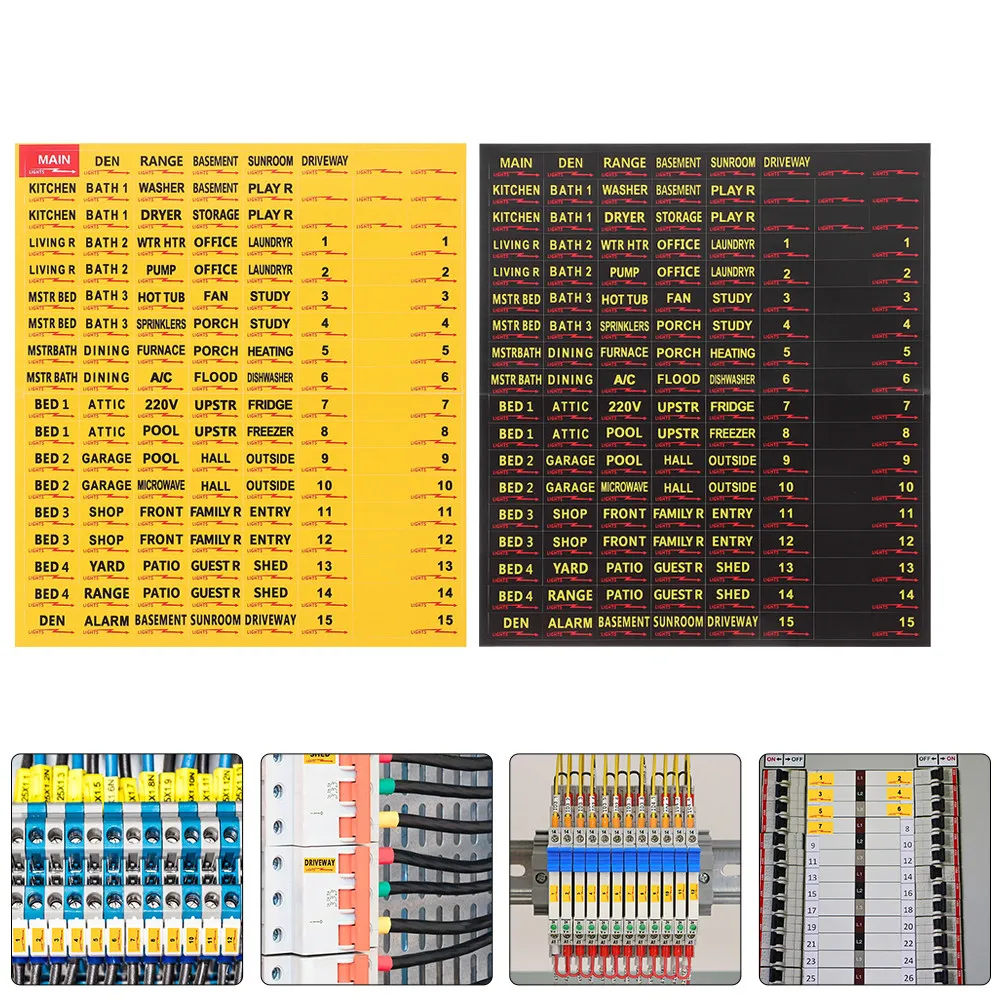 

10 Sheets Electric Panel Labels Self-Adhesive Waterproof Stickers for Circuit Breaker Box Identification Organizing Home