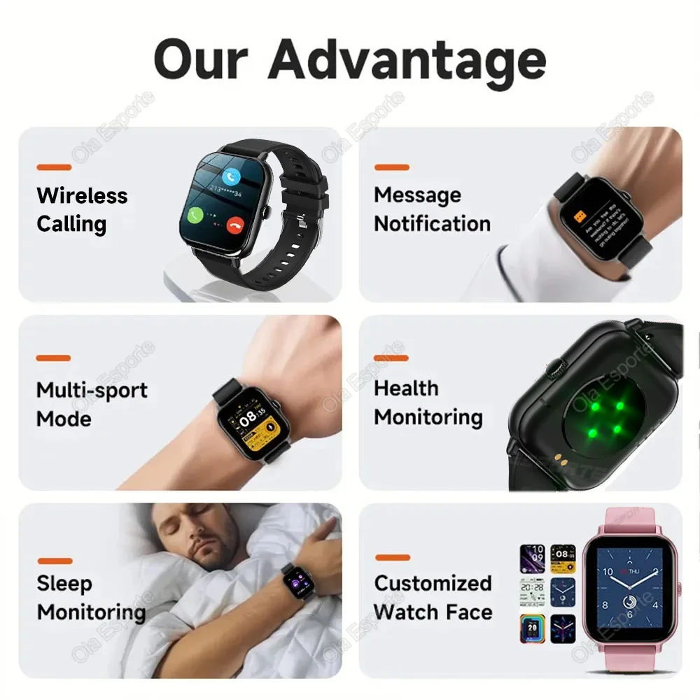 2024 New Smart Watch For Men Women Gift 1.44\'\' Touch Screen Sports Fitness Watches Bluetooth Calls Digital Smartwatch Wristwatch