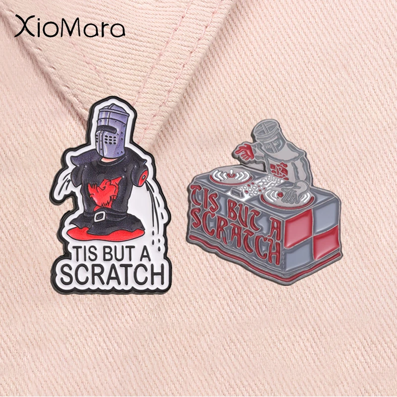 Armless Black Knight Badge Tis But A Scratch Comedy Movie Characters Enamel Pin Lapel Brooch Jewelry Accessories Gift for Friend