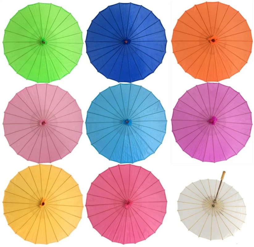 Diameter 20cm 30cm 40cm 60cm China Handmade solid color paper umbrella Outdoor wedding Party thanksgiving decorations for home