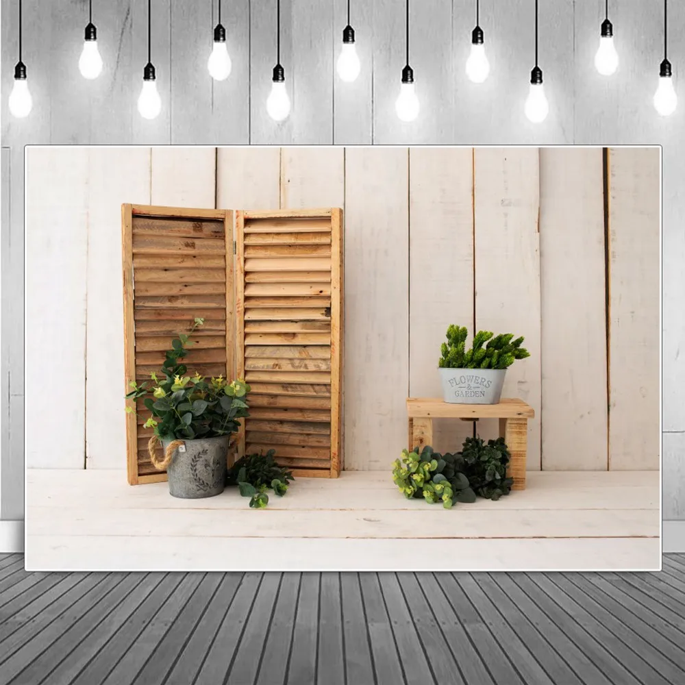 Casa in legno Indoor Parclose Home Studio Party Decoration fondali fotografici piante verdi personalizzate compleanno fotografia sfondi