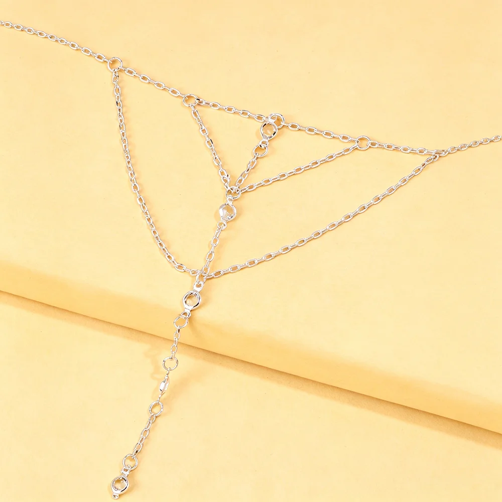 Rhinestone Hand Chain Bracelet Gold Silver Crystal Finger Ring Harness Adjustable Slave Bracelet for Women Wedding Prom Party
