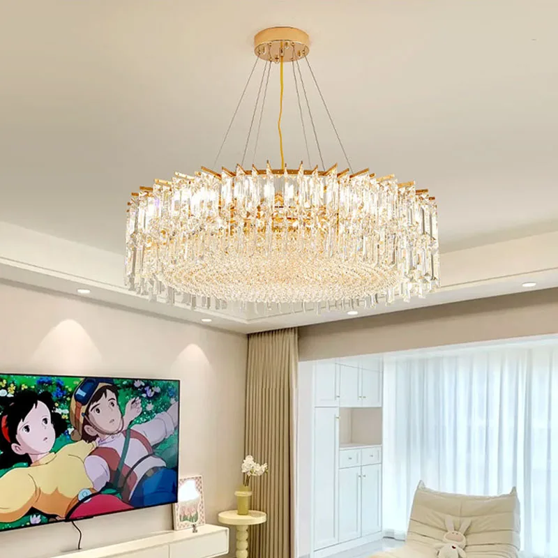 

Modern Crystal Pendant Lighs Luxury Interior Decoration Bedroom Dining Living Room Ceiling Chandelier Gold Gloss Led Ring Light
