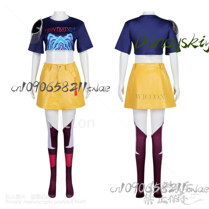 Аниме KPop Охотники Демонов Девушка Группа Косплей Мира Поющий Костюм Джирай Кей Панк Y2K Платье-рубашка Ярко-розовые парики Хэллоуин Вечеринка