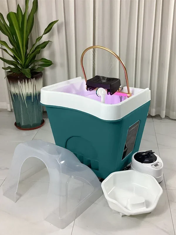 Movable Shampoo Basin Head Therapy Machine Supporting Massage Couch Facial Bed Fumigation Water Circulation Shampoo Machine