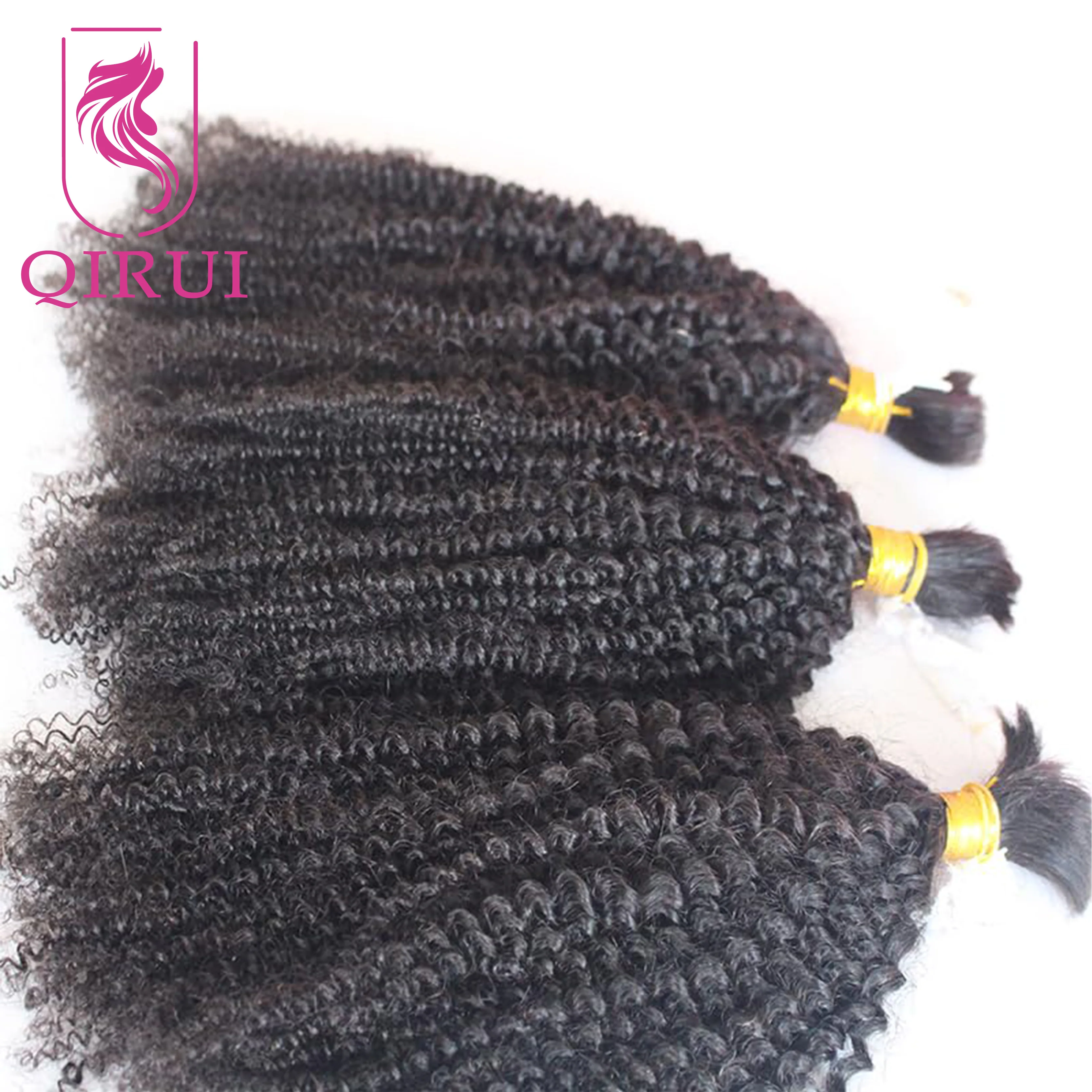 Unprocessed Bulk Human Hair For Braiding No Weft Afro Kinky Curly Bulk Braiding Hair Extensions Full Double Drown Hair Bundles