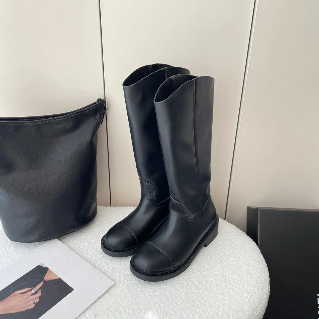 

Winter Woman Knight High Boots Shoes Concise Height Increase Shoes Female Punk Leather Long Booties