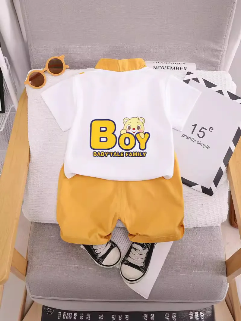 Children\'s Summer Clothing Boys Summer Suit 1-5 Years Old Small Children\'s Anime Suit Baby Short-Sleeved Small Gentleman Clothes