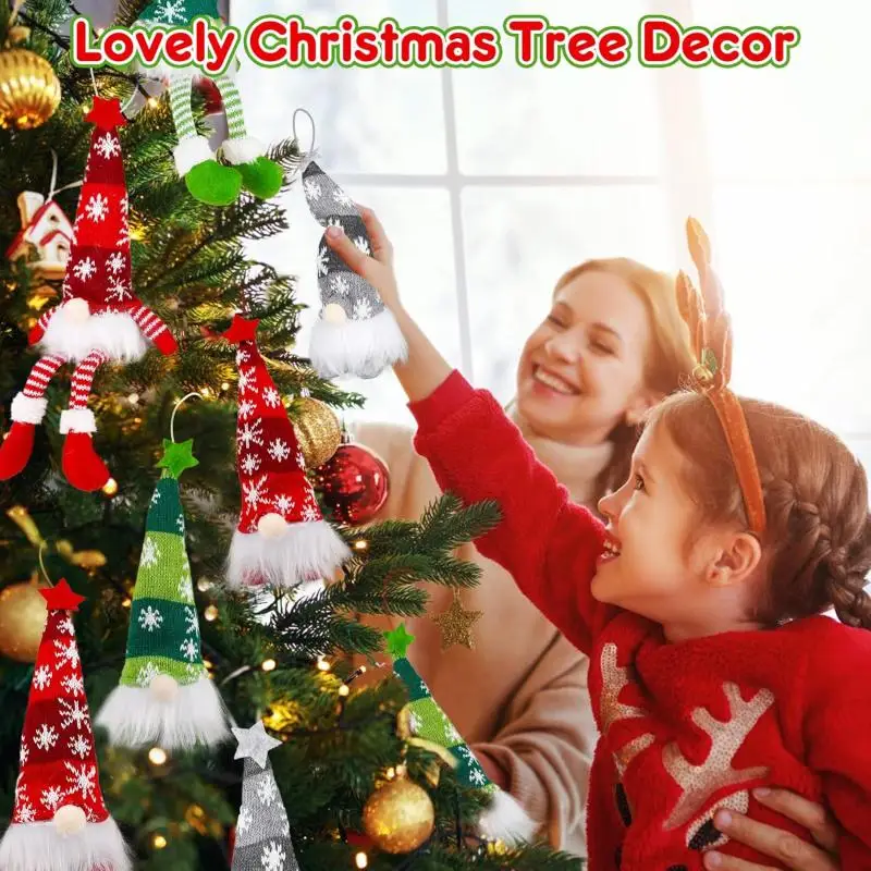 عيد الميلاد دمية مجهولي الهوية جنوم الحلي 6 نمط مصباح ليد أفخم الحياكة الحرف شجرة قلادة زينة عيد الميلاد للمنزل هدية #4