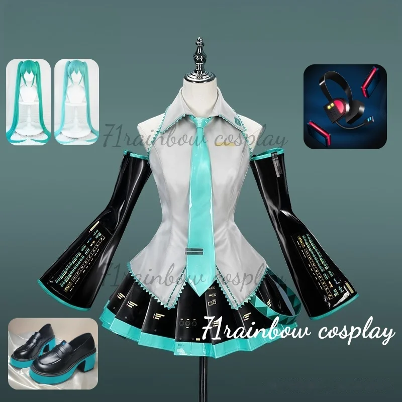 MIKUU Cosplay Mikku Formula Suits Cosplay Costume Woman Christmas Uniforms Sets Prop Wig Shoes Costumes Miku Cosplay