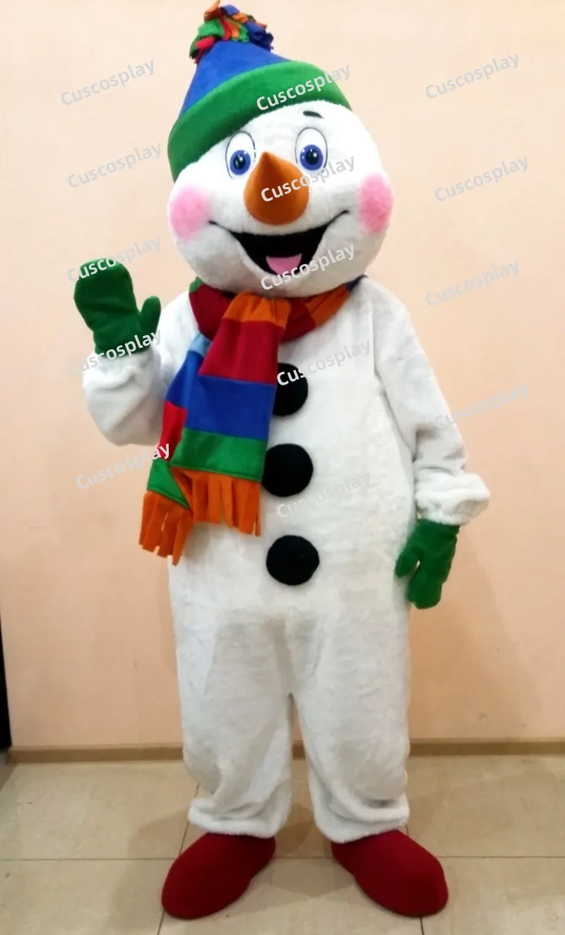 White Christmas Snowman Snow Man Mascot Costume Adult Cartoon Character Outfit Amusement Park for Halloween Carnival Party