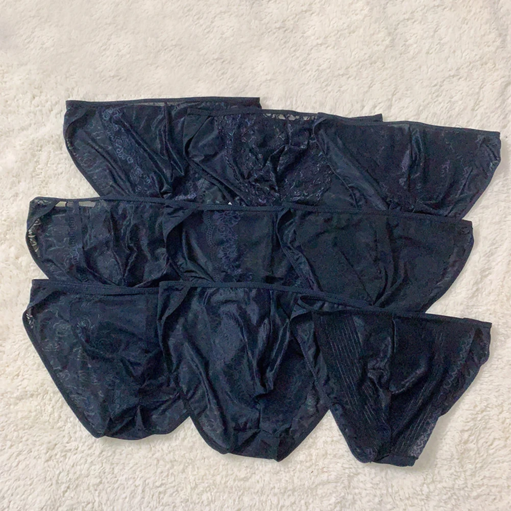 Celana dalam renda tipis pria celana dalam Pouch Sissy Bulge celana dalam G-string celana dalam rendah untuk celana dalam pria seksi celana dalam bernapas