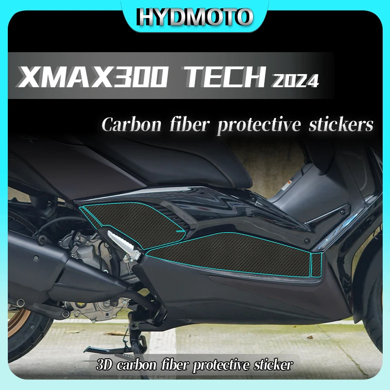 For Yamaha XMAX300 TECH 2024 stickers 3D carbon fiber fuel tank protection stickers decorative body film car accessories moto