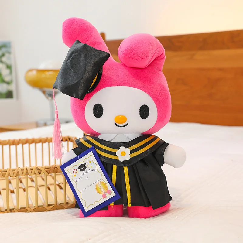 Topi anak kucing kartun Sanrio Dokter Kitty Musim wisuda mainan mewah Aksesori Meja boneka hadiah ulang tahun pelajar