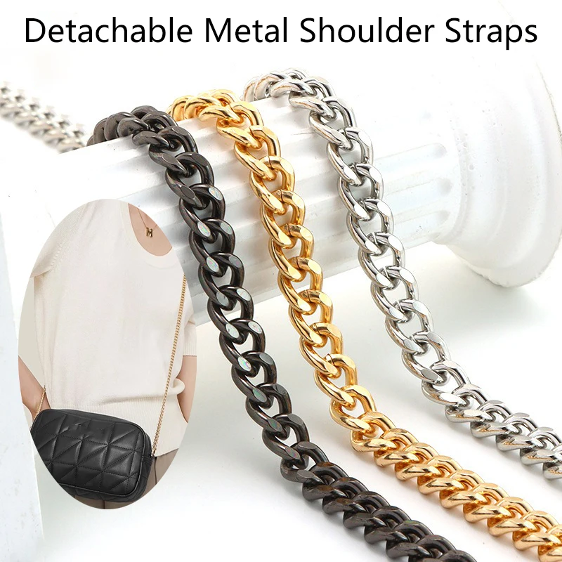 

Съемный плечевой ремень для женских сумок, металлический золотой/серебристый/черный, аксессуары для сумки через плечо, сменный ремешок для сумки, металлический крючок