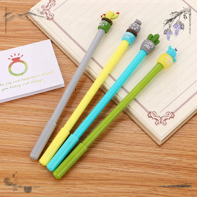 24 Stuks Creatieve Briefpapier Cactus Gel Pennen Set Schattige Cartoon Student Water Pen Kantoorbenodigdheden Terug Naar School