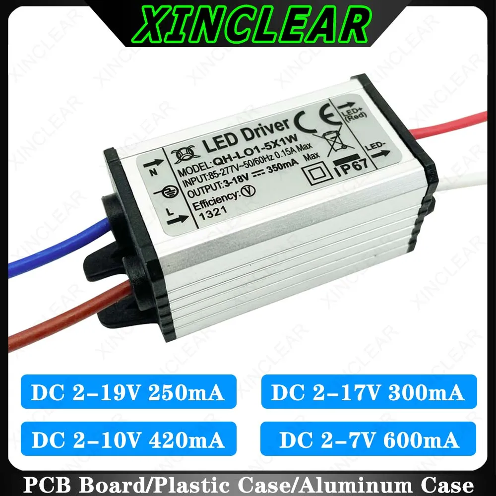 No Flicker LED Driver DC 2-7V 2-10V 2-17V 2-19V 900mA 420mA 300mA 250mA Lighting Transformers For 1W 2W 3W 4W 5W Power Supply