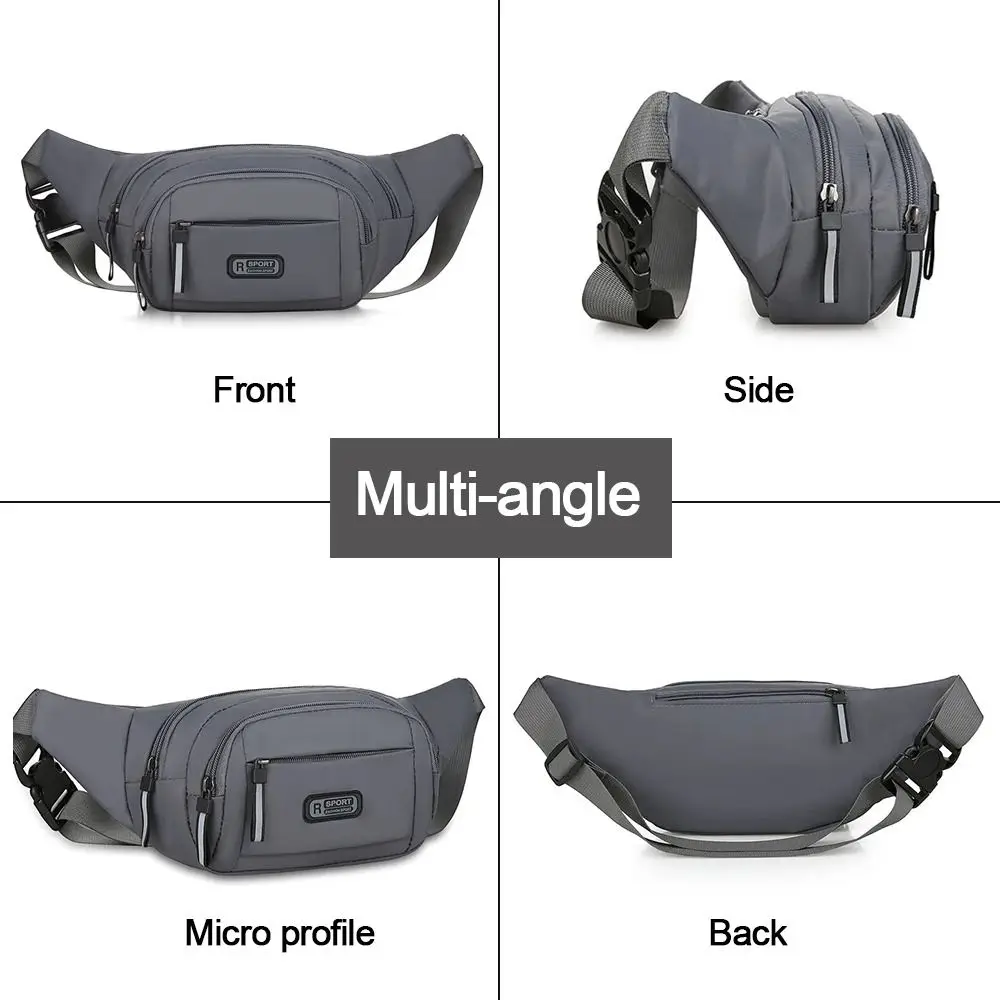 Nylon Men Waist Bag Casual Waterproof Large-capacity Sports Mobile Phone Bag Anti-theft Outdoor Travel Chest Bag