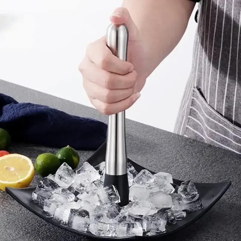 Stainless Steel Multifunction Crushed Ice Hammer Crushed Popsicle Sticks Cocktail Ice Cube Crusher Fruit Muddle Pestles Bar Tool