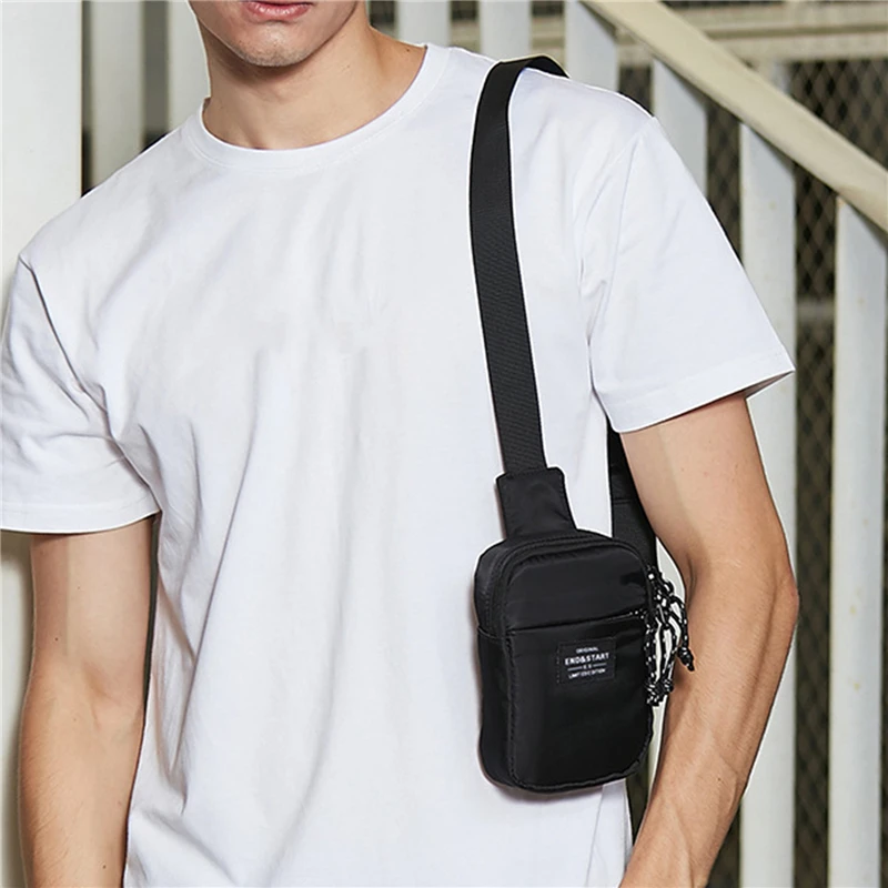 Bolso de pecho para hombre, bandolera pequeña de moda para hombre, de tela Oxford, Mini bolso para teléfono móvil, bolsa lateral de hombro para