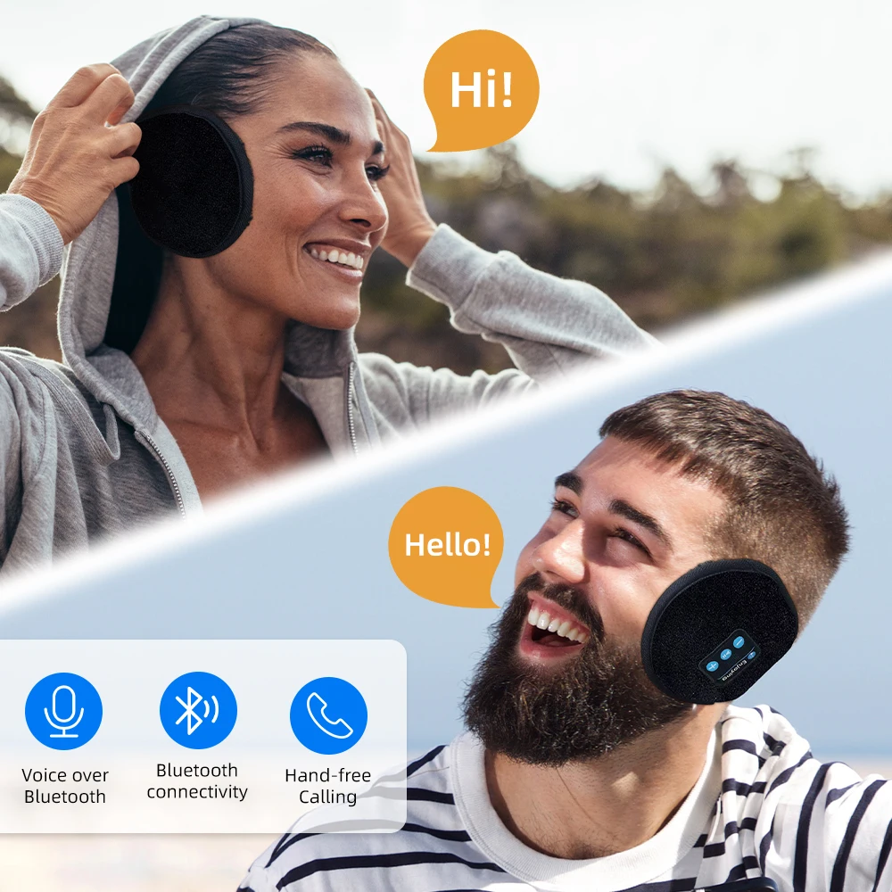 Wireless Ear Muffs, Earphone Warmer Earmuffs, Bluetooth Headphones Men\'s Women Winter Thick Casual Cap, Sports Muff