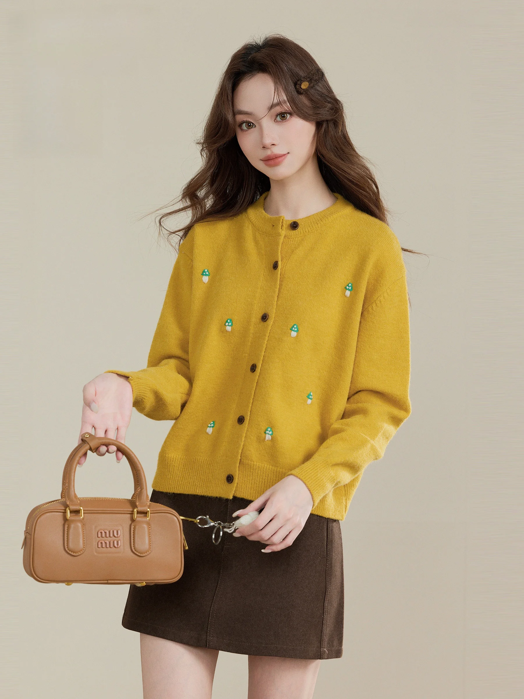 

Вязаная кофта Linjou с вышивкой в винтажном стиле, модная женская осенне-зимняя модель малого размера, укороченная вязаная куртка