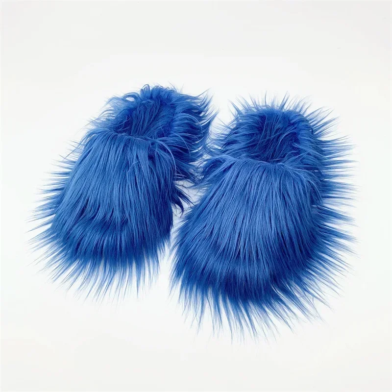 Foreign Trade Cross-border New Home Slippers Imitation Wool Mongolian Wool Long Hair Spice Girl Imitation Fur Y2K Wool Slippers