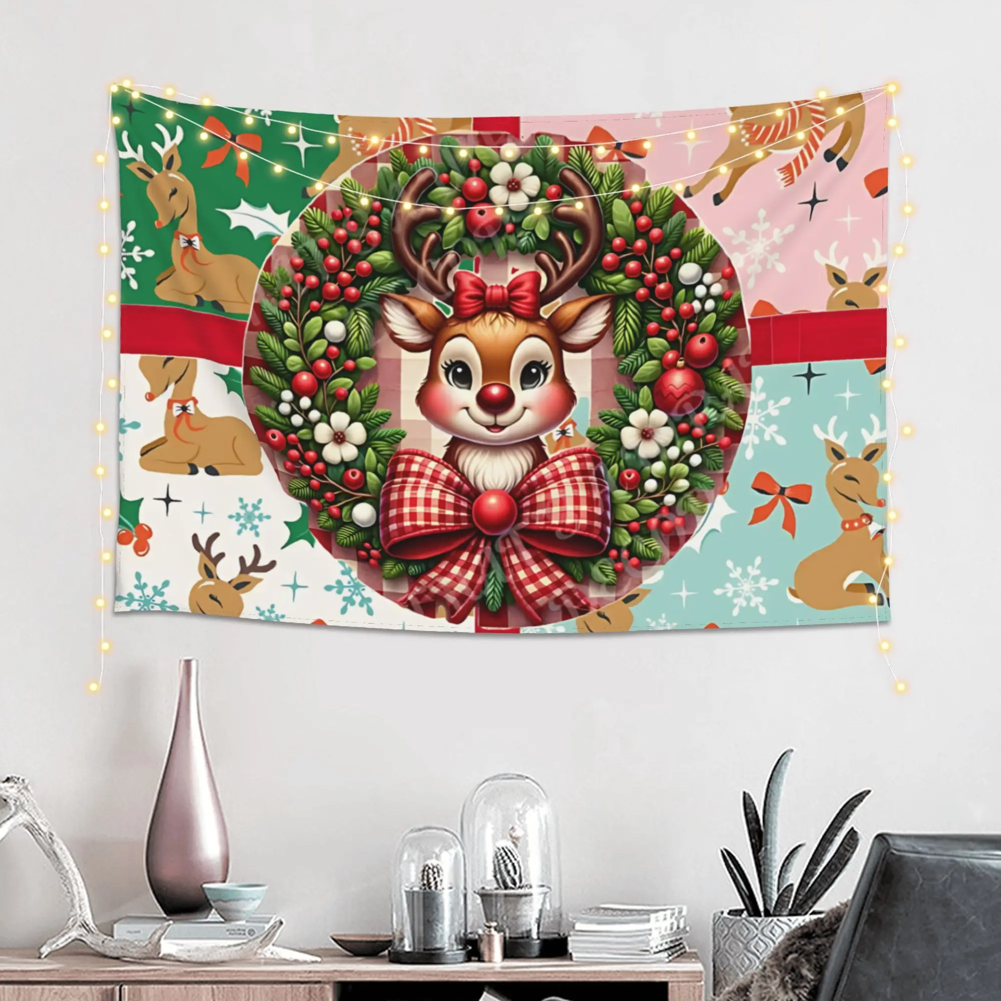 Christmas Gift Box Pattern Customized Tapestry Bedroom Decoration  Wall Hanging Blanket Tapestry Cool Stuff For Room