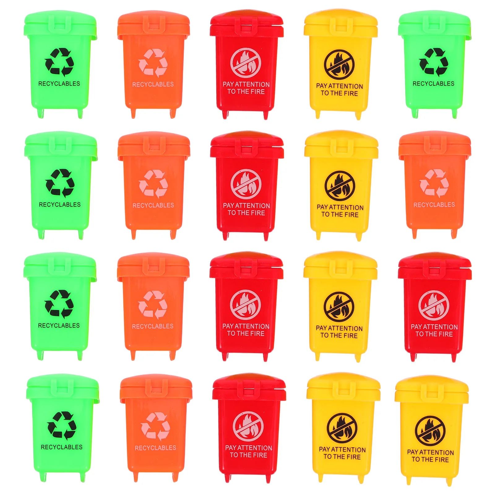 

20pcs Simulated Trash Can Mini Bins Kids Recycling Lightweight Plastic Garbage Cans With Lid For Dollhouse Roleplay Sorting Fun