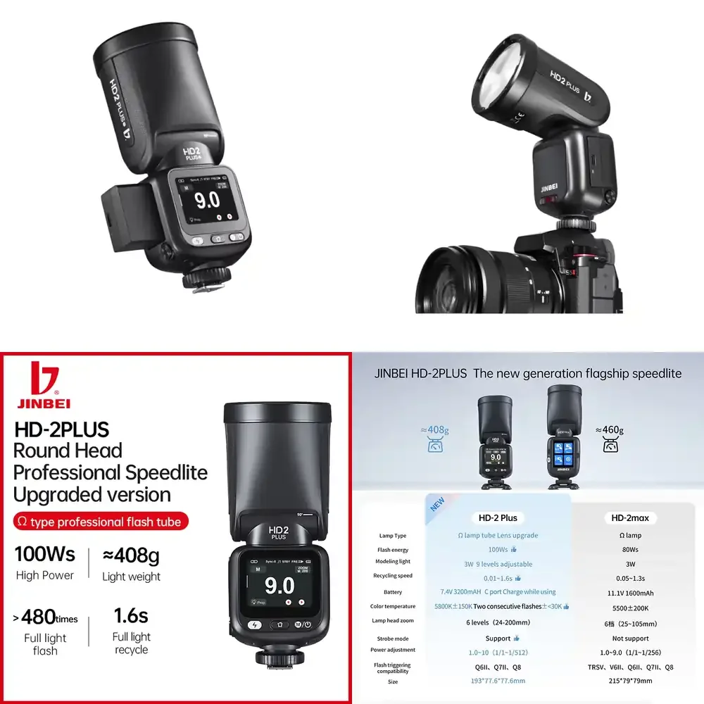 Flash Portátil JINBEI HD-2 Plus TTL 1/8000s HSS para Câmeras de Todas as Marcas para Fotografia ao Ar Livre