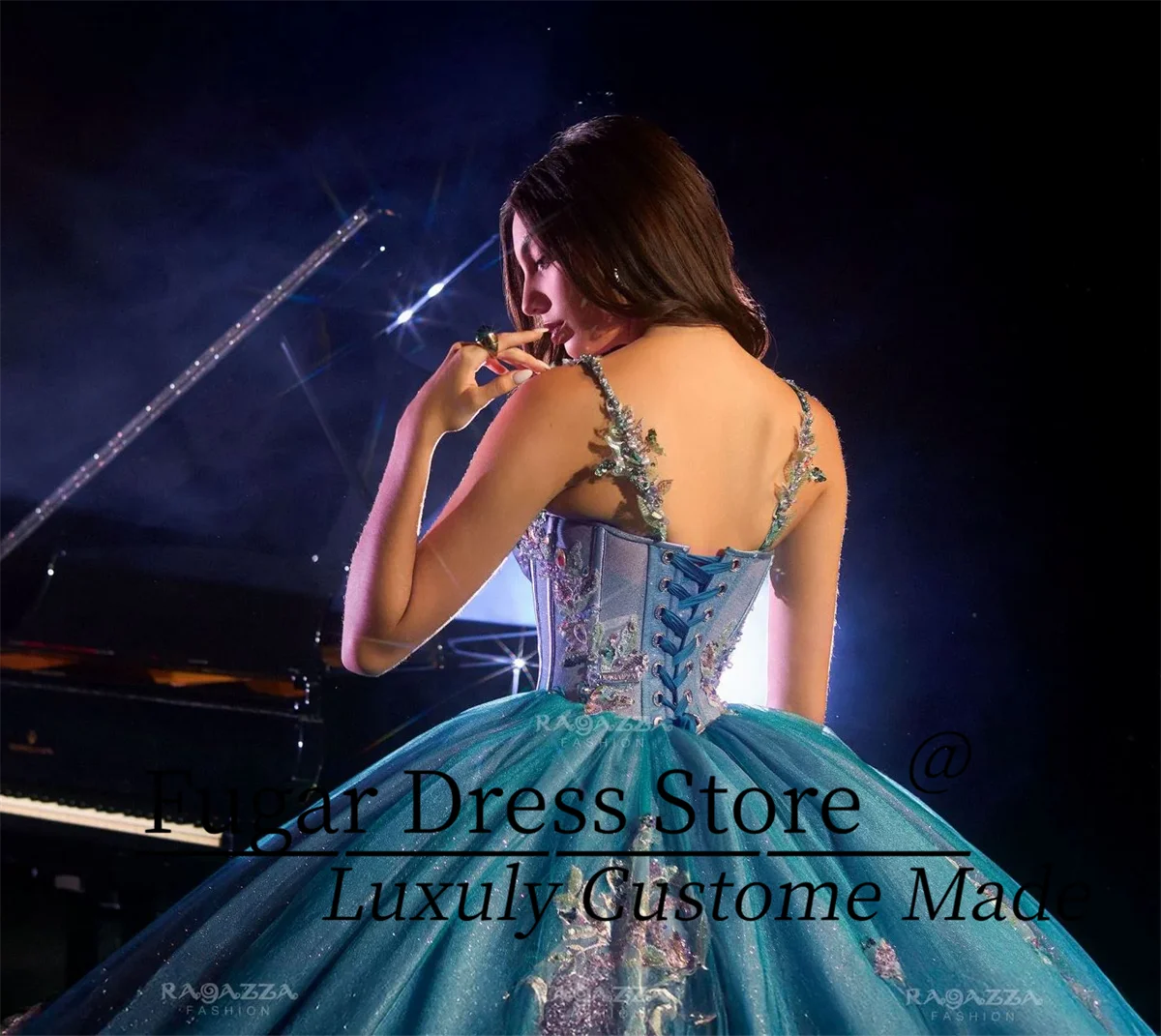Jade Princess Quinceanera Sukienki Zroszony bez ramiączek suknia balowa z długimi rękawami Odpinany pasek na ramię bez rękawów Vestidos para niñ