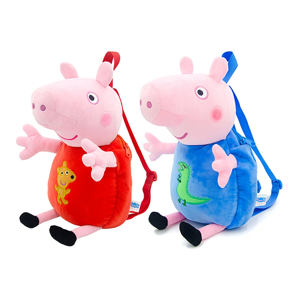 Authentic Peppa Pig 30cm Plush Doll Backpack Kindergarten Backpack Cartoon Shoulder Bag Children's Birthday Gift