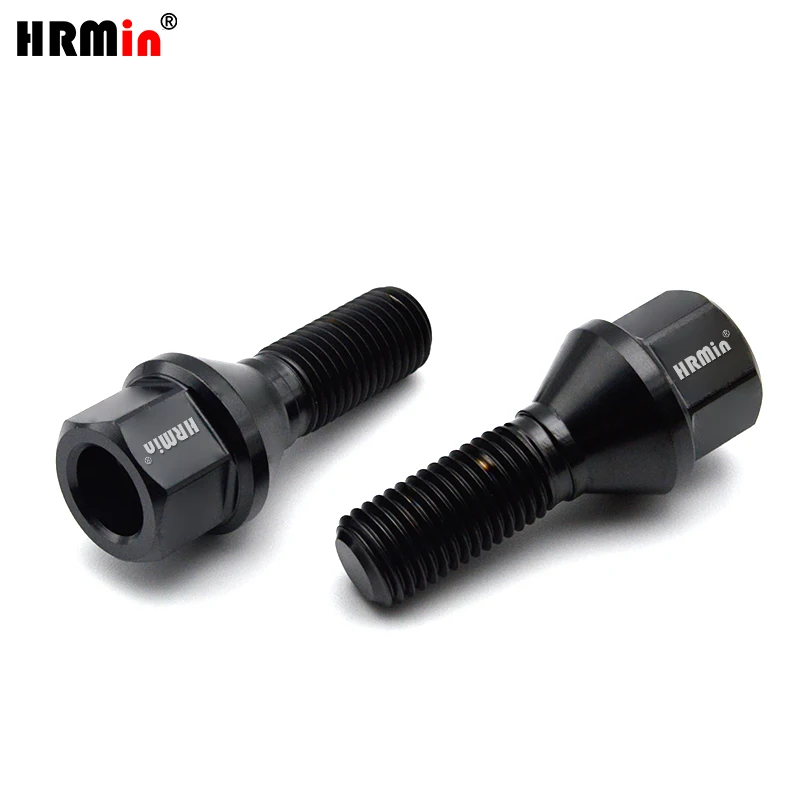 HRMin rim bolt M12*1.25*28-45mm Gr.5 titanium Conical seat wheel hub bolt titanium bolt lug bolt for  Fiat Peugeo racing car