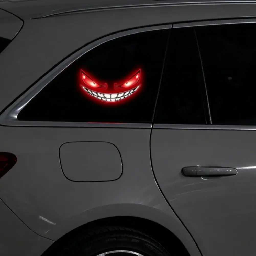 Solar Devil Eye Car LED Decor Light Demon Face Warning Atmosphere Lamp Light & Vibration Sensor Suction Mount Interior Light view 5
