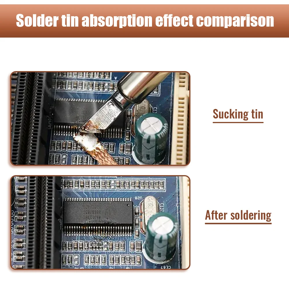 1.5-3.5Mm Pematrian Mesh Kepang Pita Tembaga Pengelasan Titik Solder Remover Kawat Solder Sumbu Timah Kawat Fluks untuk Solder