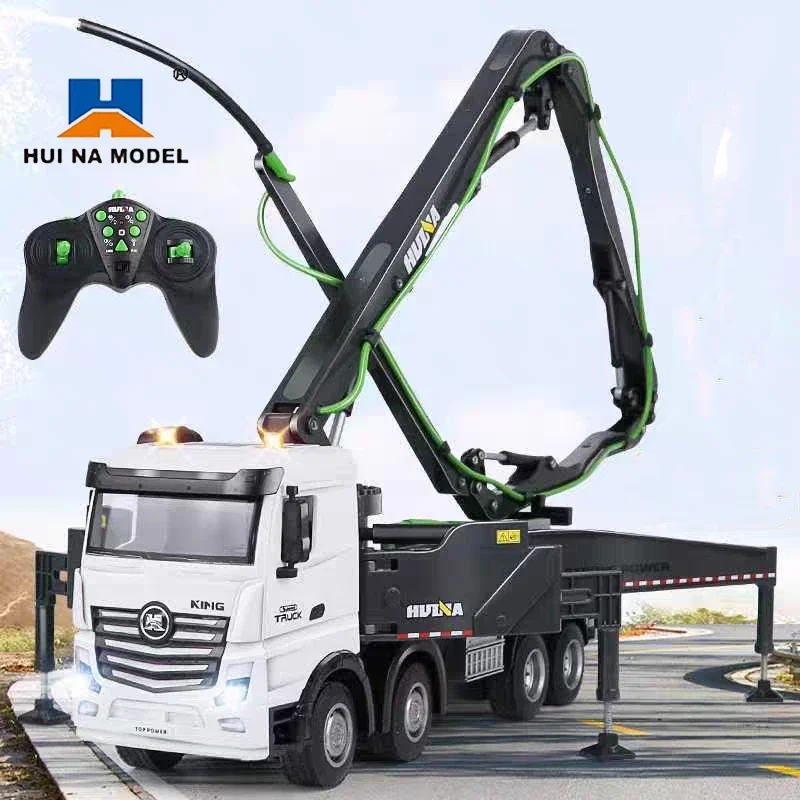 Huina Rc Truck 1/18 Semi-Alloy Remote Control Cement Pump Trucks 120Cm Arm 11Ch Construction Engineering Electric Toys for Boys