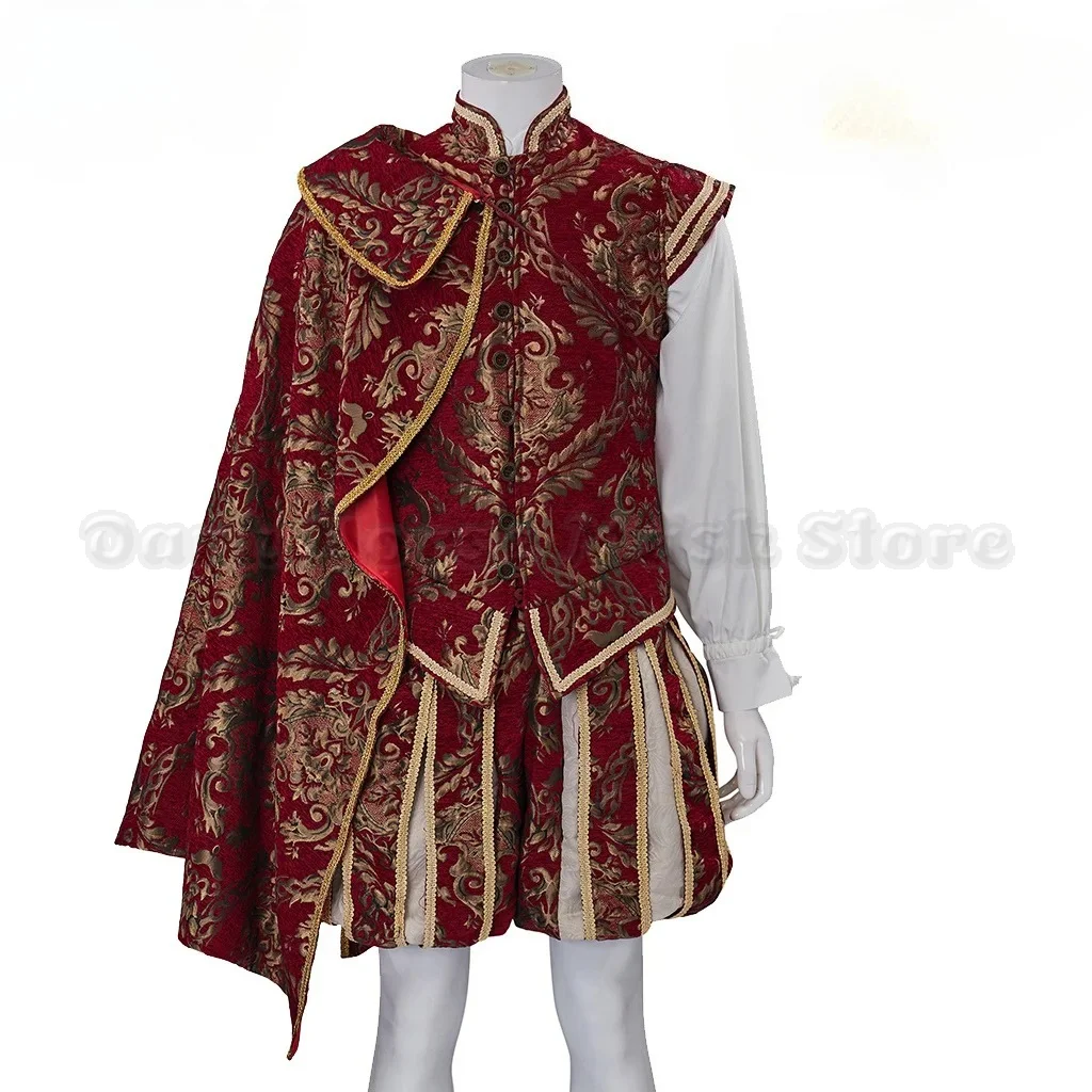 Steampunk Renaissance Tudor Kostüm Herren Mittelalterliches Viktorianisches Königliches Prinz-Tudor-Kostüm Elisabethanische Weste Hemd Umhang Tudor