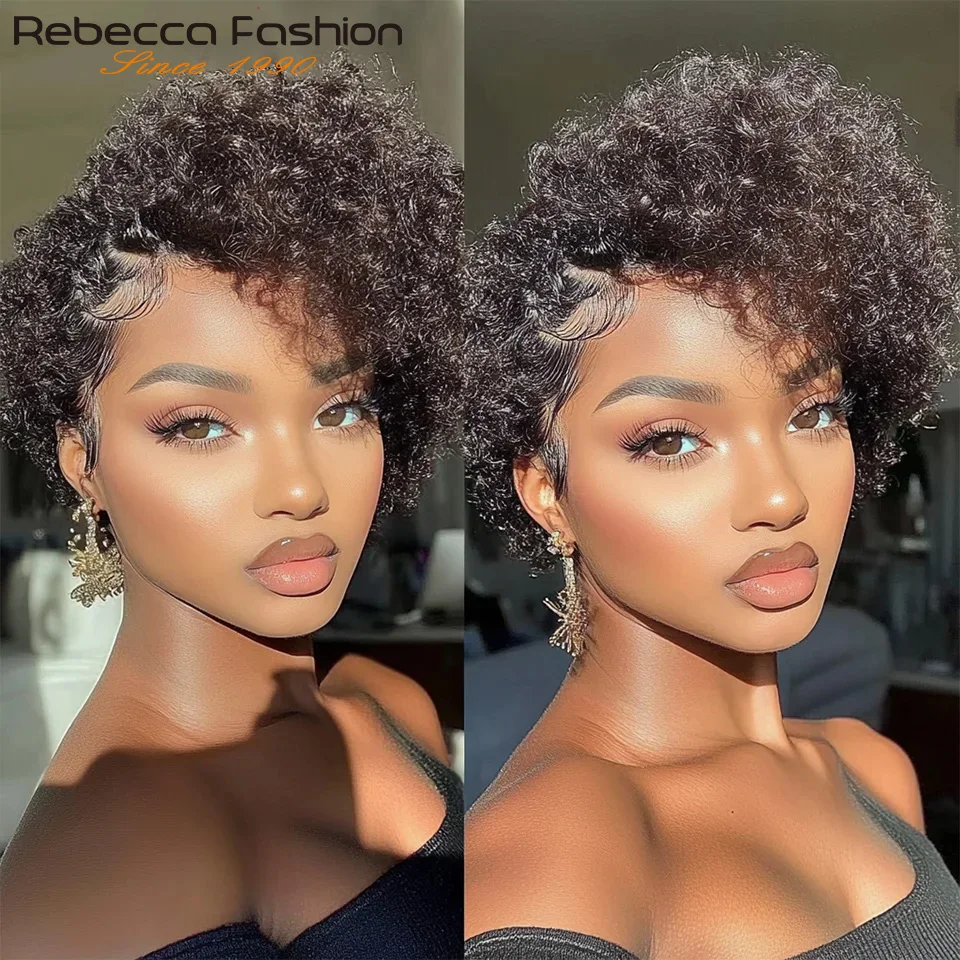 

Local Shipping Short Bob Wig Pixie Cut Wig Curly Human Hair Wigs For Women 13x6x1 Lace Front Deep Wave Lace Wig Natural Hairline
