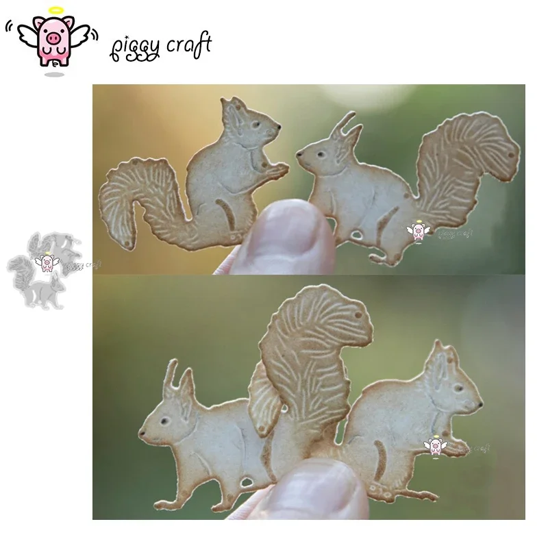 Piggy Craft metal cutting dies cut die mold 2Pcs Squirrel decoration Scrapbook paper craft knife mould blade punch stencils dies