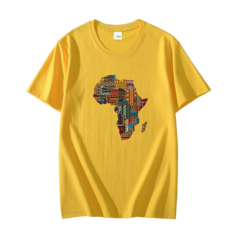 

Classic Harajuku Graphic T Shirts Africa Map Short Sleeve T-shirts Oversized T-shirt O-neck Cotton T-shirt Summer Men's Clothing