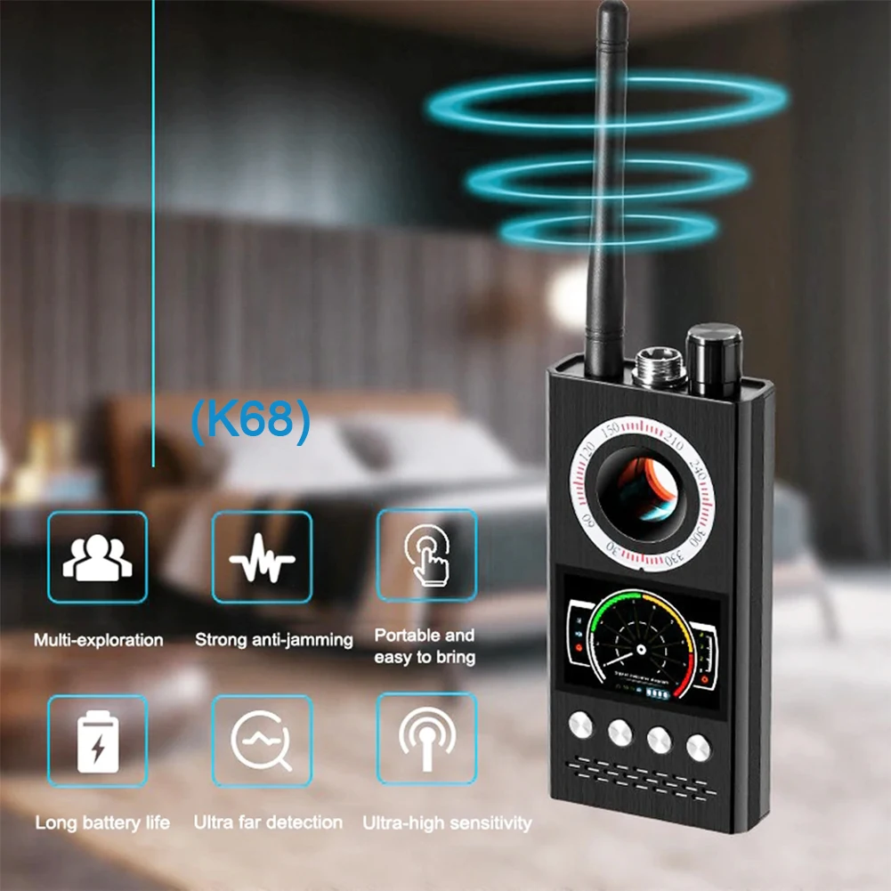 Nouveau détecteur multifonction K68, Mini caméra espion Audio, détecteur GSM, objectif de Signal GPS, localisateur RF, détection de traqueur, caméra sans fil