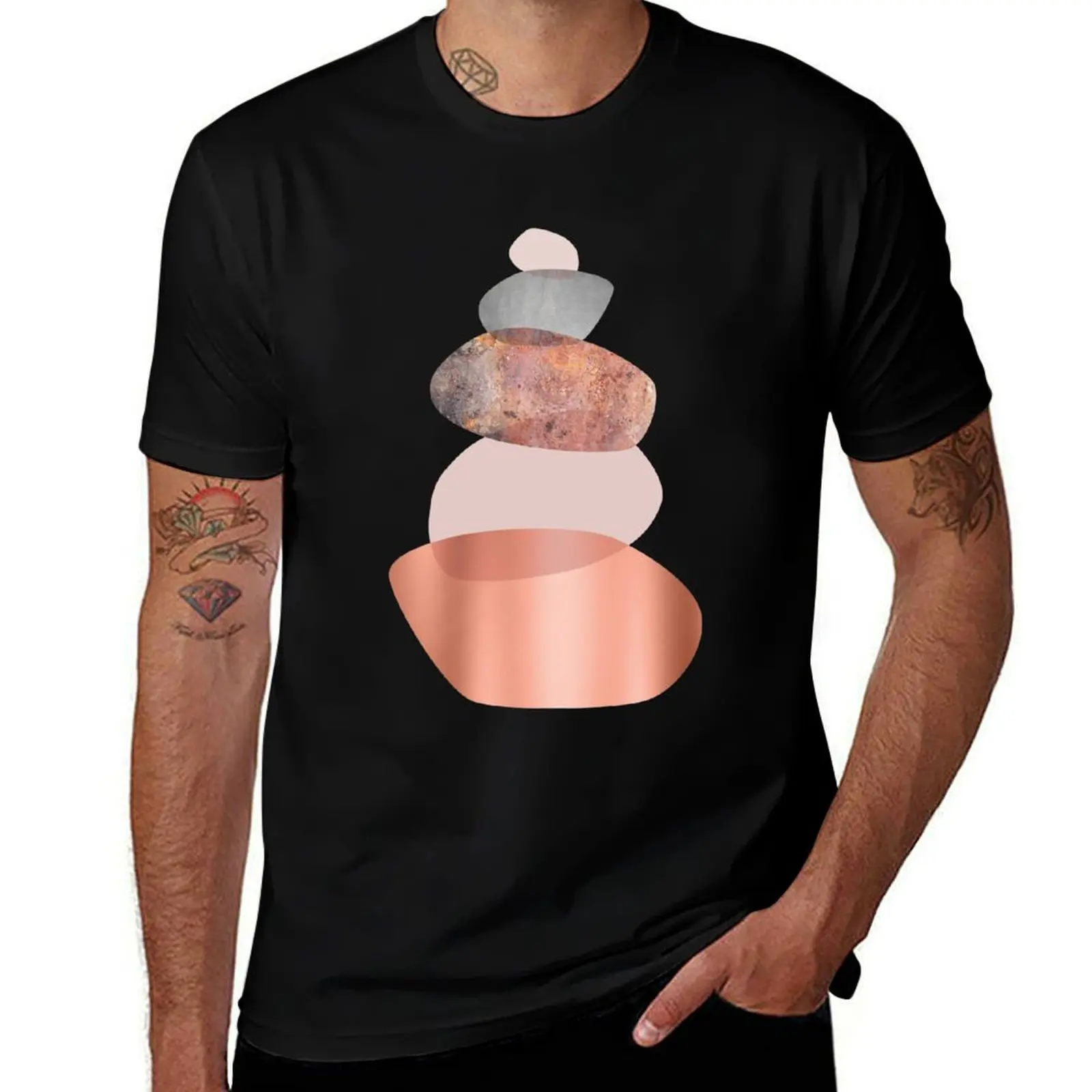 Blush and Copper Balance T-Shirt Basic Short Sleeve Cotton Blend T-Shirt