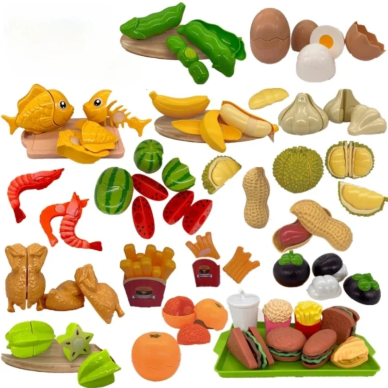Pretend Kitchen Cutting Play Food Set Role Play Fruit Simulated Vegetable Toy Simulated Food Plastic Montessori Educational Toy