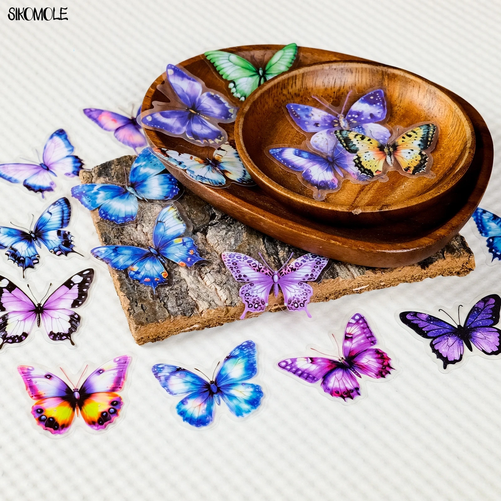 

56 шт., красочные бабочки, прозрачные наклейки с граффити для домашних животных, украшения в виде животных, ручная учетная запись, гитара, скейтборд, материал, наклейка