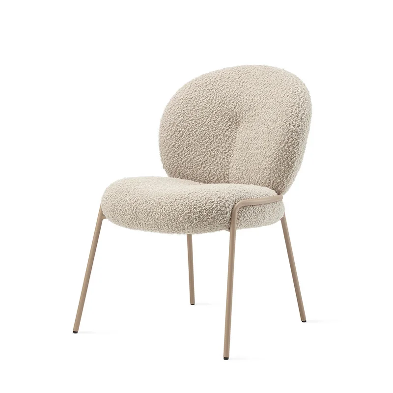 Wuli Nordic Dining Chair Light Luxury Home Back Chair Creative Designer Chair Modern Minimalist Lamb Velvet Makeup Chair Metal