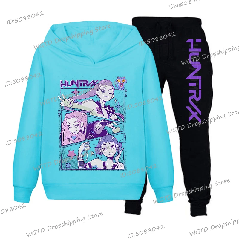 

Children's Clothing KPop Demon Hunters Hoodies+Pants Sports Sets Long Sleeve Teen Girls Boys KPop Demon Hunters Suits Fans Gift